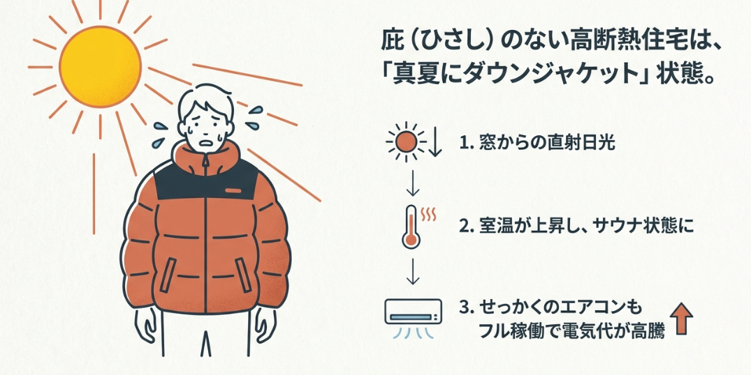 夏にダウンジャケット